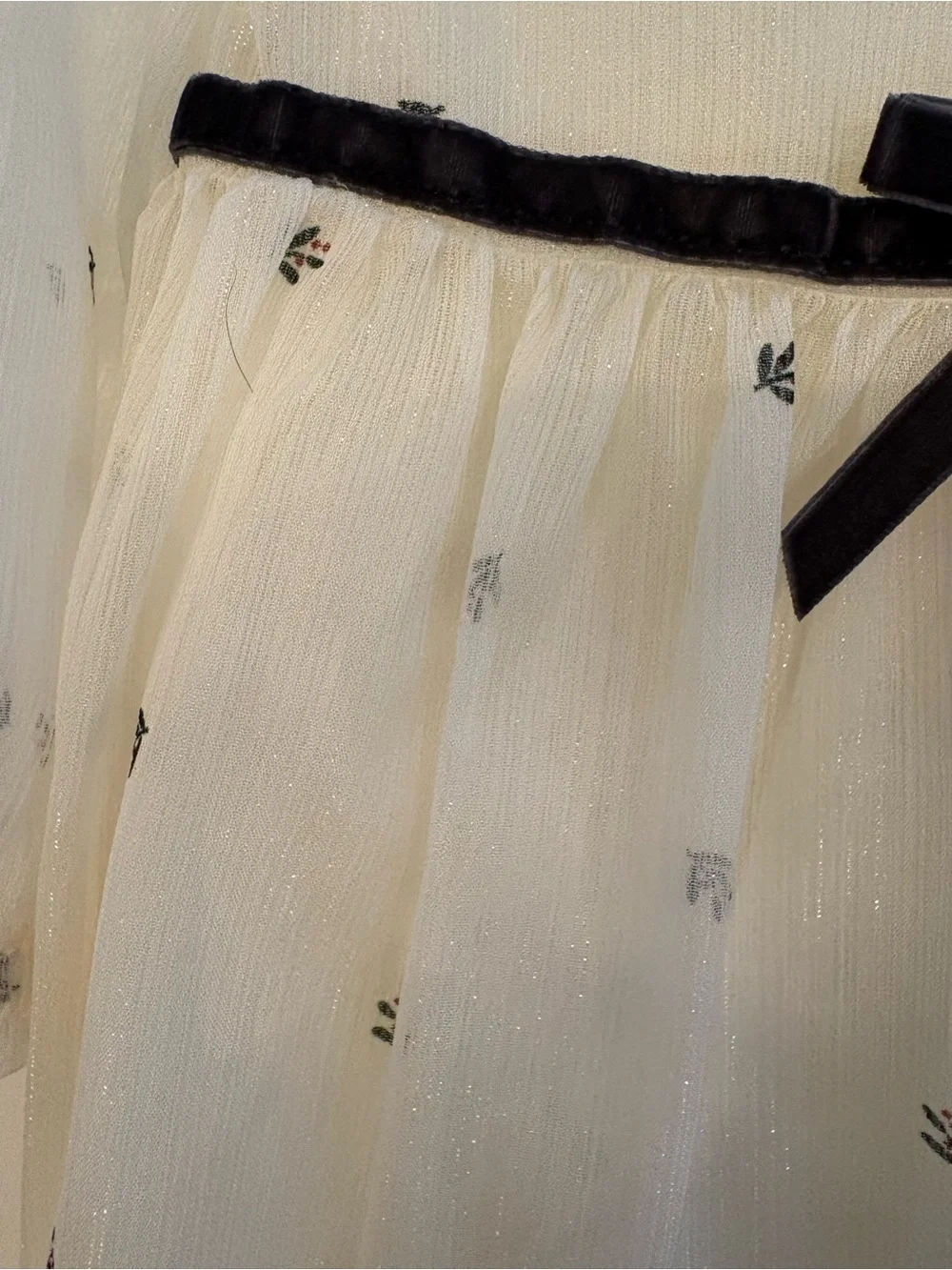 Carter's Cream Dress with Black Floral Accents and bow